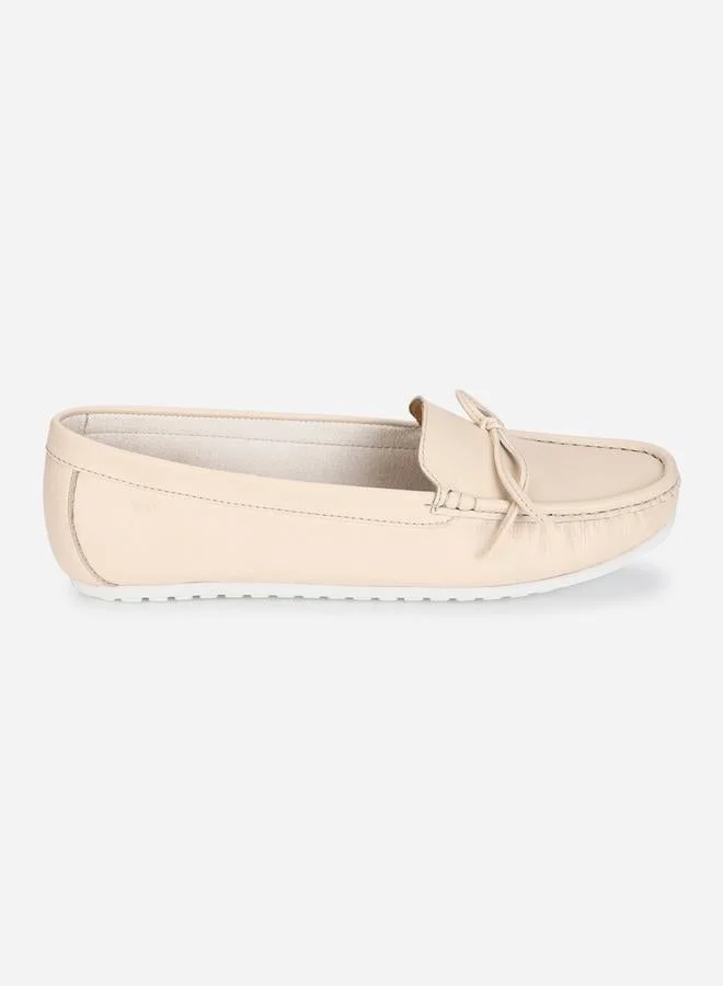YOHO Beige Bliss Bow Detail Cushioned Loafers